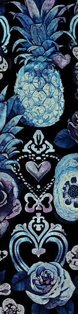 Free pineapple bookmark featuring a blue and black gothic pineapple